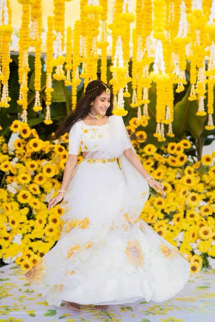 Floral Haldi dress ideas for bride