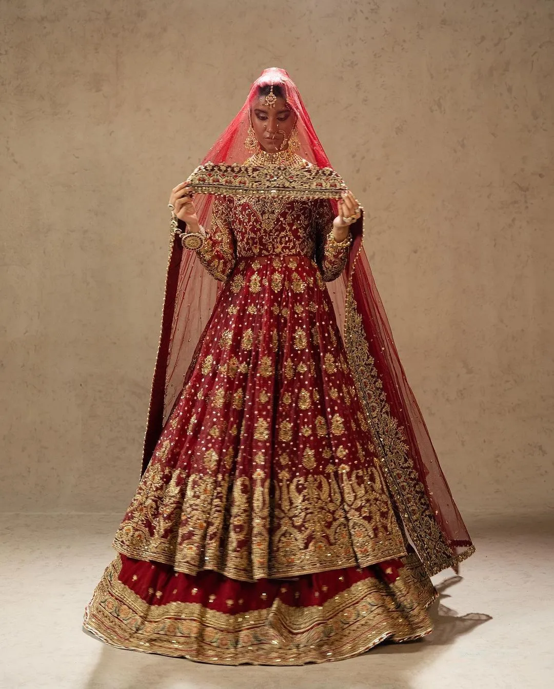 Anarkali style bridal lehenga