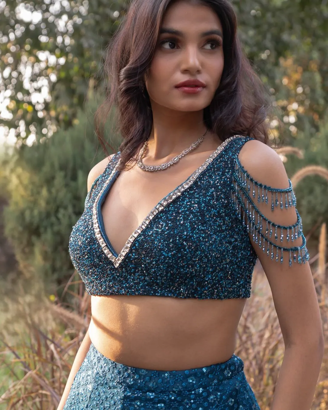 electric blue blouse designs