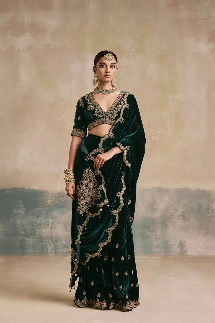 latest velvet saree